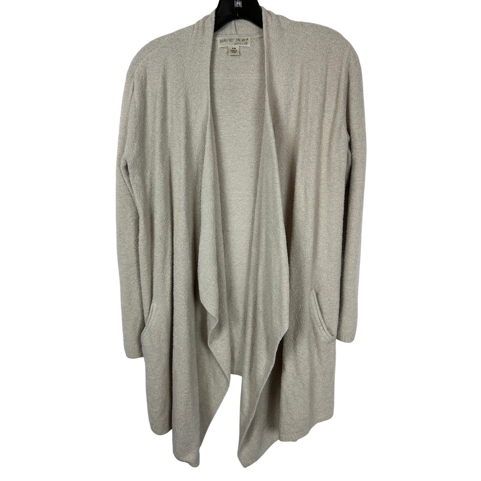 Barefoot Dreams Cozychic Soft Cozy Cardigan Oatmeal Tan Open Front S/M